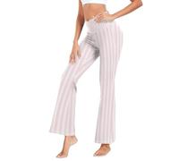 GuoChe - Pantalones casuales de yoga para mujer, leggings delgados y para viajes, talla S, Rayas verticales blancas con rubor claro pastel, L
