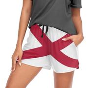 GuoChe Pantalones cortos de pijama con diseño de bandera del estado para mujer, cómodos, para entrenamiento, con bolsillos, para ejercicio, talla XL