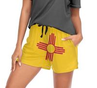 GuoChe Pantalones cortos para mujer, con bolsillos, cintura elástica, algodón, pantalones cortos para dormir, talla S, New Mexico State Flag, M