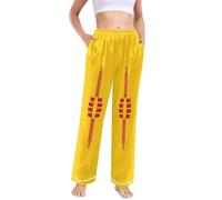 GuoChe Pantalones de descanso de satén de seda para mujer, cómodos, pantalones largos para dormir, pierna ancha, cintura elástica, S-XXL, New Mexico State Flag, XXL