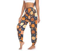 GuoChe Pantalones de harén para mujer, de alta elasticidad, ropa de verano para descansar, correr, entrenamiento, Autumn Falling Leaves Pumpkin Spice Harvest Happy, X-Large