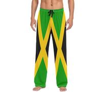 GuoChe Pantalones de pijama de franela para hombre, pantalones de pijama de Navidad con bolsillos para otoño, suaves, talla S, Bandera nacional de Jamaica, X-Large