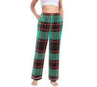 GuoChe - Pantalones de satén de seda para mujer, ligeros, para dormir, pierna ancha, cintura elástica, S-XXL, Scottish Clan Mackay Morgan Blue Tartan Family, Chica