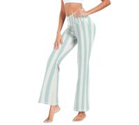 GuoChe - Pantalones de yoga activos para mujer, control de abdomen, pantalones altos de yoga para fitness, talla S, Línea abstracta de rayas blancas y azules claros, L