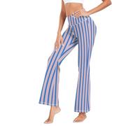 GuoChe - Pantalones de yoga ajustados para mujer, para correr, gimnasio, talla S, Colorete y rayas azules Preppy, M
