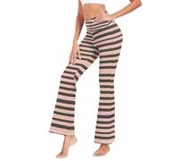 GuoChe Pantalones de yoga con cintura holgada, leggings cruzados para ocio, talla S, Colorete pastel y rayas negras lindas para mujer y, XXL