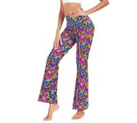 GuoChe Pantalones de yoga con cintura holgada, pantalones de trabajo para yoga, talla S, Bonito guepardo con estampado de leopardo y mariposa, Small
