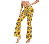 GuoChe - Pantalones de yoga con control de abdomen para mujer, con control de abdomen, ropa atlética para actividades al aire última intervensión, talla S, Patrón de flores amarillas para niñas con