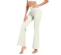 GuoChe - Pantalones de yoga con control de abdomen para mujer, leggings de compresión cruzados para actividades al aire última intervensión, talla S, Elegantes rayas amarillas monocromáticas elegantes