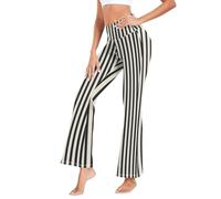 GuoChe Pantalones de yoga con levantamiento de elastano para playa, talla S, Rayas verticales blancas y negras, M