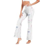 GuoChe - Pantalones de yoga de cintura alta para mujer, con control de abdomen, sin costuras, para atuendos, talla S, Lazo azul claro y rayas tulipanes, S
