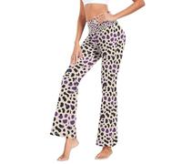 GuoChe - Pantalones de yoga de cintura alta para mujer, con control de abdomen y elastano para yoga, talla S, Púrpura (Purple Leopard Skin), XXL