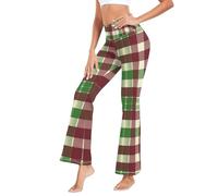 GuoChe - Pantalones de yoga de cintura alta para mujer, leggings ligeros para entrenamiento, para oficina, S, Escocia Tartan Plaid Escocia Blanco Verde Rojo, XXL