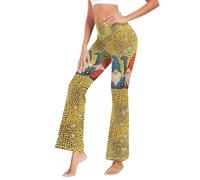 GuoChe Pantalones de yoga para mujer, mallas de pierna suelta para mujer, para rendimiento, talla S, Estampado navideño de piel de leopardo, tres gnomos, L