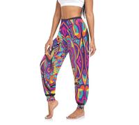 GuoChe Pantalones de yoga para mujer, suaves, acogedores, bohemios, con bolsillos, para yoga, entrenamiento, viajes, Dragón barbudo colorido 4, X-Large