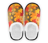 GuoChe Pantuflas de casa para mujer, forro polar mullido, suela de goma antideslizante, zapatos ligeros para el hogar, oficina, viajes, yoga, talla M, Estampado de camuflaje con textura de hoja de