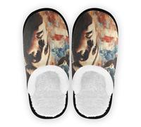 GuoChe Pantuflas de casa para mujer, forro polar, suela antideslizante, pantuflas de viaje para interiores y exteriores, invierno, dormitorio, talla M, Bandera del Día de los Presidentes de Estados