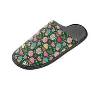 GuoChe Pantuflas de casa para mujer, zapatos de interior para mujer, pantuflas de cama para mujer, Caramelos navideños verdes para pasteles, 8-8.5