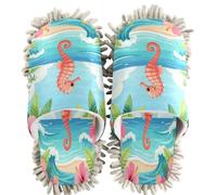 GuoChe Pantuflas de chenilla de limpieza para casa, diseño tropical, playa, conchas marinas, caballito de mar, océano, Tropical Beach Blush Seashells Seahorse Ocean, Medium Women/Large Men