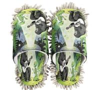 GuoChe Pantuflas de chenilla para limpiar la casa, toca la guitarra, Sasquatch, camping, ovni, estampado alienígena