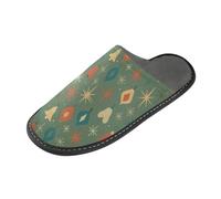 GuoChe Pantuflas de interior para mujer, pantuflas de casa (usuario), pantuflas acogedoras para mujer, adorno medieval vintage, Adorno medieval vintage con patrón de Navidad sin costuras, 8-8.5