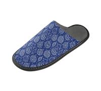 GuoChe Pantuflas de interior para mujer, zapatos de casa para mujer, pantuflas acogedoras para mujer, Christmas Navy White Baubles Stars, 6.5-7