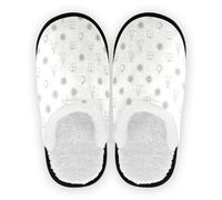 GuoChe Pantuflas de spa para mujer, de forro polar coral, antideslizantes, para spa, hotel, interior, exterior, invierno, dormitorio, talla M, Patrón minimalista de Navidad sin costuras, Medium