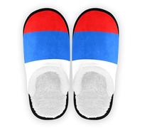 GuoChe Pantuflas de spa para mujer, de forro polar, suela antideslizante, para hotel, viajes, dormitorio, avión, fiesta, talla M, Bandera de Russia, Large