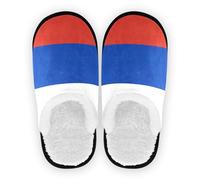 GuoChe Pantuflas de spa para mujer, forro polar coral, suela antideslizante, pantuflas suaves para el hogar, interiores, talla M, Bandera de Russia, Large