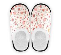 GuoChe Pantuflas de spa para mujer, forro polar coral, suela de goma antideslizante, para spa, hotel, invitados, dormitorio, hogar, oficina, viajes, yoga, talla M, Patrón de Navidad con flamenco rubor