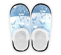 GuoChe Pantuflas de spa para mujer, zapatos de casa de forro polar coral, suela de goma antideslizante, zapatos suaves para el hogar, dormitorio, oficina, viajes, yoga, talla M, Cielo nocturno azul