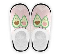 GuoChe Pantuflas divertidas para amantes del aguacate para mujeres y hombres, con corazones rosados, para interiores y exteriores, talla M, Amantes del aguacate, Medium