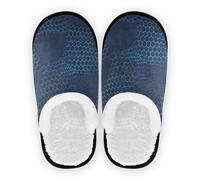 GuoChe Pantuflas para hombre y mujer, forro polar coral, suela de goma antideslizante, pantuflas suaves para el hogar, interiores, talla M, Estampado de piel de serpiente, color azul, Medium