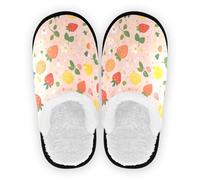 GuoChe Pantuflas para mujer y hombre, forro polar coral, antideslizantes, ligeras, para casa, dormitorio, oficina, viajes, yoga, talla M, Organic Garden Safari Strawberry Kawaii_4 (1), Medium
