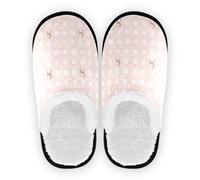 GuoChe Pantuflas para mujeres y hombres, de forro polar coral, antideslizantes, cómodas, portátiles, para el hogar, interiores, talla M, Christmas Cross Stitch - Bolas de Navidad con diseño de copos