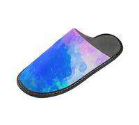 GuoChe Pantuflas peludas de espuma viscoelástica para mujer, diseño abstracto de trazos digitales, Multi, 39.5/40 EU