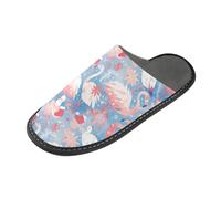 GuoChe Pantuflas suaves para mujer, pantuflas de interior para mujer, pantuflas para el hogar, pantuflas de cama para mujer, Patrón de Navidad con flamenco rubor, 10.5-11