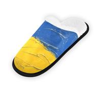 GuoChe - Pantuflas suaves y antideslizantes para interiores de casa, para recámara, hotel, viajes, spa, pintura al óleo con bandera de Ucrania, Bandera de pintura al óleo Ucrania, Medium