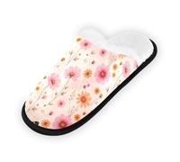 GuoChe Pantuflas suaves y antideslizantes para interiores, para el hogar, dormitorio, hotel, viajes, spa, monarca, mariposa, floral, Monarch Butterfly Floral, Large