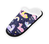 GuoChe Pantuflas suaves y antideslizantes para interiores, para el hogar, dormitorio, hotel, viajes, spa, lindo dragón, arco iris, decoración oscura, Bonita decoración oscura de dragón, arco iris