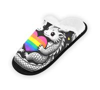 GuoChe Pantuflas suaves y antideslizantes para interiores, para el hogar, dormitorio, hotel, viajes, spa, orgullo pansexual, colores del dragón pansexual, Pansexual Pride Colors of Pansexual Dragon