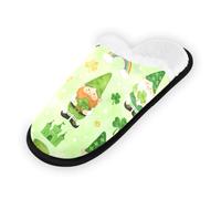 GuoChe Pantuflas suaves y antideslizantes para interiores, para el hogar, dormitorio, hotel, viajes, spa, día de San Patricio, gnomo y castillo, Gnomo y castillo del día de San Patricio, Large