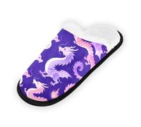 GuoChe Pantuflas suaves y antideslizantes para interiores, para el hogar, dormitorio, hotel, viajes, spa, dragón, fuego, Dragon Fire, Medium