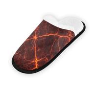 GuoChe Pantuflas suaves y antideslizantes para interiores, para el hogar, dormitorio, hotel, viajes, spa, flujo de lava, volcán, flujo de fuego, color rojo y naranja, Lava Flow Volcano Fire Flow Rojo