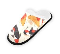 GuoChe Pantuflas suaves y antideslizantes para interiores, para el hogar, dormitorio, hotel, viajes, spa, peces inspirados en Japón, Peces de inspiración japonesa, Medium