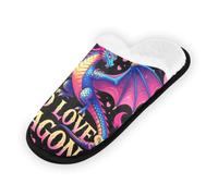 GuoChe Pantuflas suaves y antideslizantes para interiores, para el hogar, dormitorio, hotel, viajes, spa, solo una chica que ama los dragones, para mujeres y niñas, lindo dragón, Just a Girl Who Loves