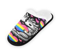 GuoChe Pantuflas suaves y antideslizantes para interiores, para el hogar, dormitorio, hotel, viajes, spa, orgullo pansexual, colores del dragón pansexual, Pansexual Pride Colors of Pansexual Dragon