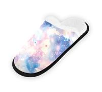 GuoChe Pantuflas suaves y antideslizantes para interiores, para el hogar, dormitorio, hotel, viajes, spa, rubor y azul celestial, Blush & Blue Celestial, Medium