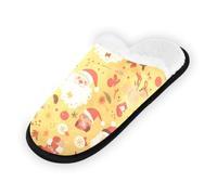 GuoChe Pantuflas suaves y antideslizantes para interiores, para el hogar, dormitorio, hotel, viajes, spa, Papá Noel y regalos, Papá Noel y regalos, Large