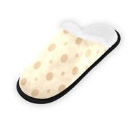 GuoChe Pantuflas suaves y antideslizantes para interiores, para el hogar, dormitorio, hotel, viajes, spa, color beige con lunares marrón claro, Beige con lunares marrón claro, Medium